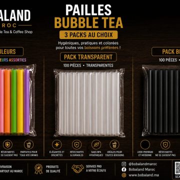 Pailles pour bubble tea emballées Individuellement