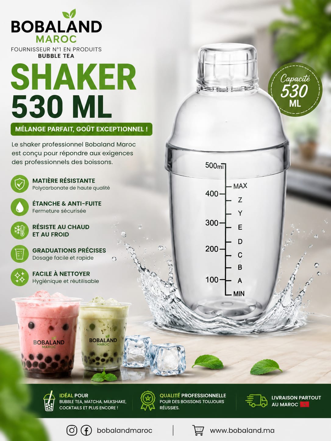 Shaker polycarbonate transparent 530ml